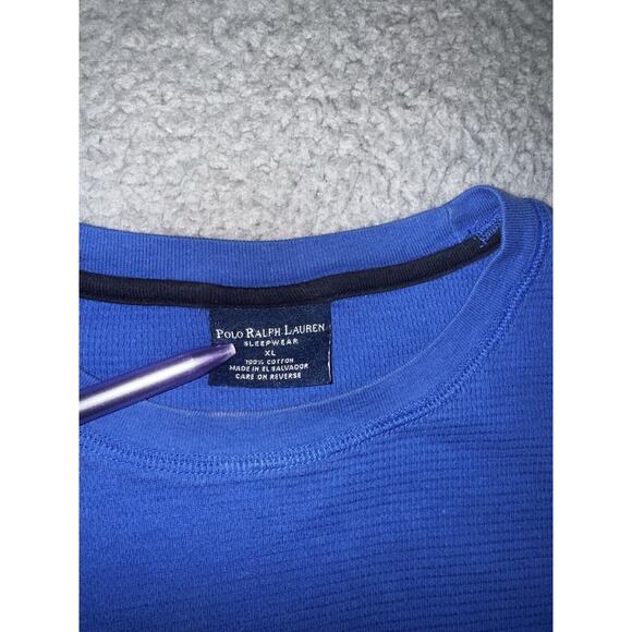 Polo Ralph Lauren Sleep Shirt Men XL Small Pony Waffle Knit Long Sleeve - Picture 7 of 7